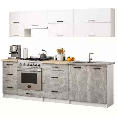 Ofenschrank 60 cm VERMINA - weiß / Beton