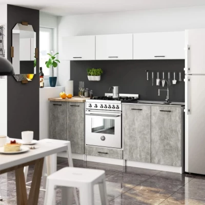 Ofenschrank 60 cm VERMINA - weiß / Beton