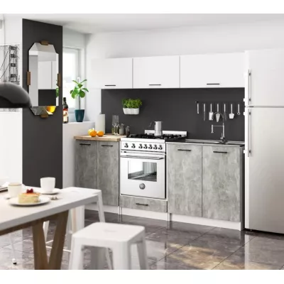 Ofenschrank 60 cm VERMINA - weiß / Beton