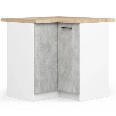 Eckküchenschrank 90x90 cm VERMINA - weiß / Beton
