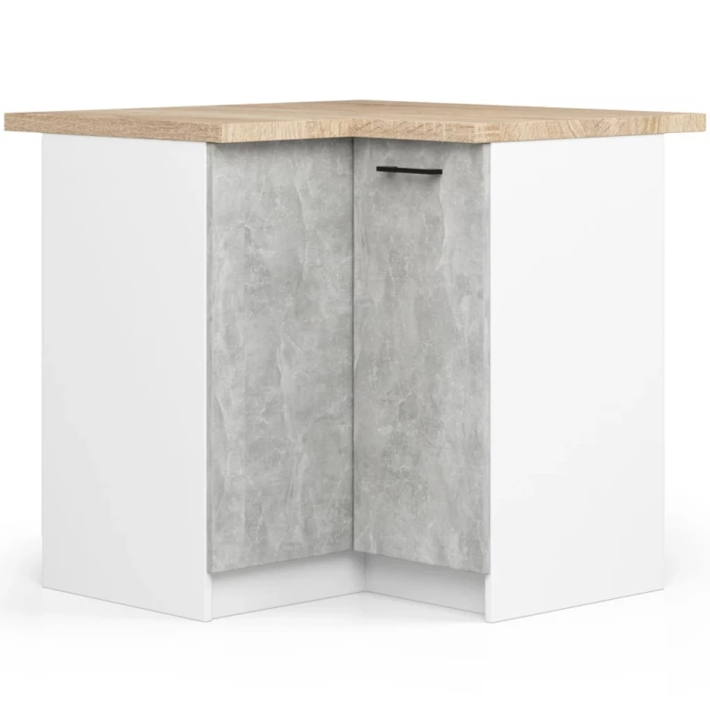 Eckküchenschrank 90x90 cm VERMINA - weiß / Beton