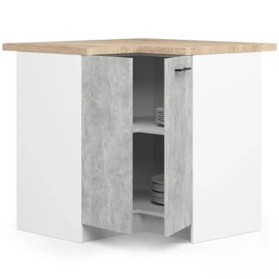 Eckküchenschrank 90x90 cm VERMINA - weiß / Beton