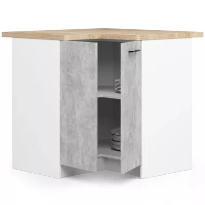 Eckküchenschrank 90x90 cm VERMINA - weiß / Beton