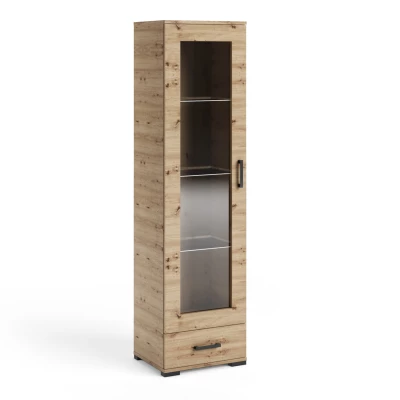 Schmale Vitrine KLENRI – Eichenholz