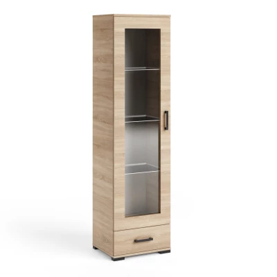 Schmale Vitrine KLENRI – Sonoma-Eiche