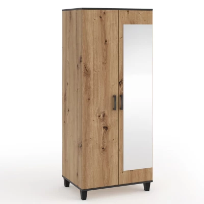 Kleiderschrank mit Spiegel 80 cm NAIRI – Eichenholz