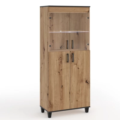 Hohe Vitrine NAIRI – handgefertigte Eiche