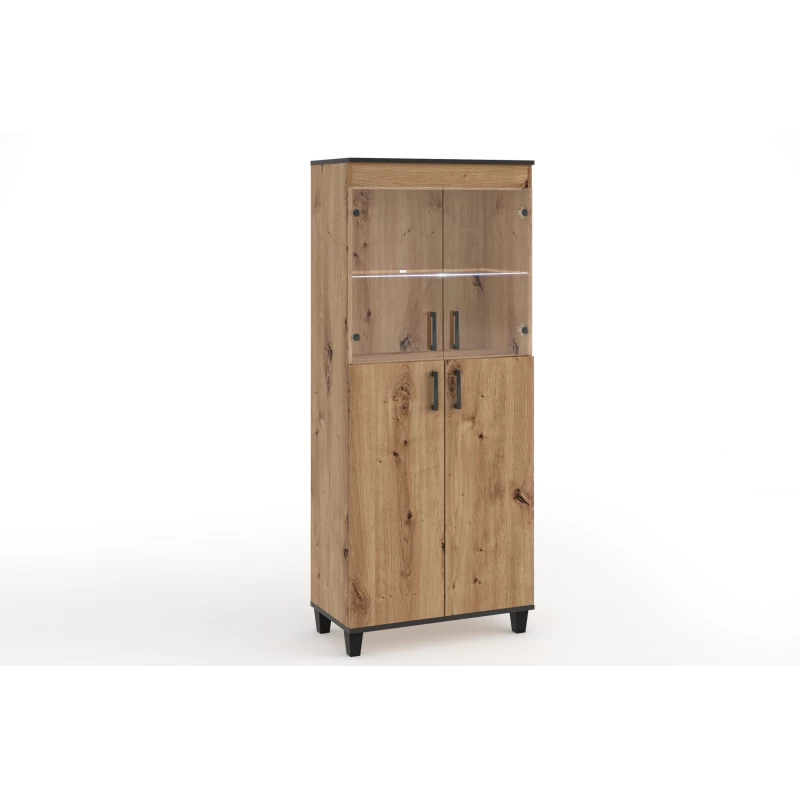 Hohe Vitrine NAIRI – handgefertigte Eiche