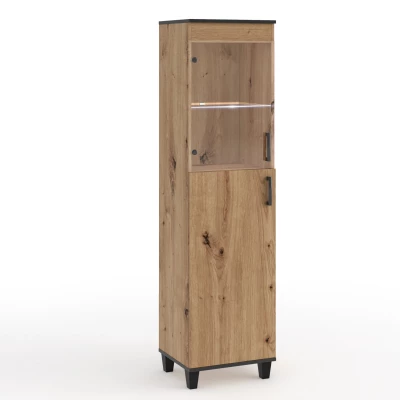 Schmale Vitrine NAIRI – Eichenholz
