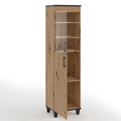 Schmale Vitrine NAIRI – Eichenholz