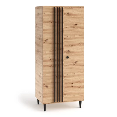 Zweitüriger Kleiderschrank mit Lamellen 80 cm WARDOX – Eiche Artisan