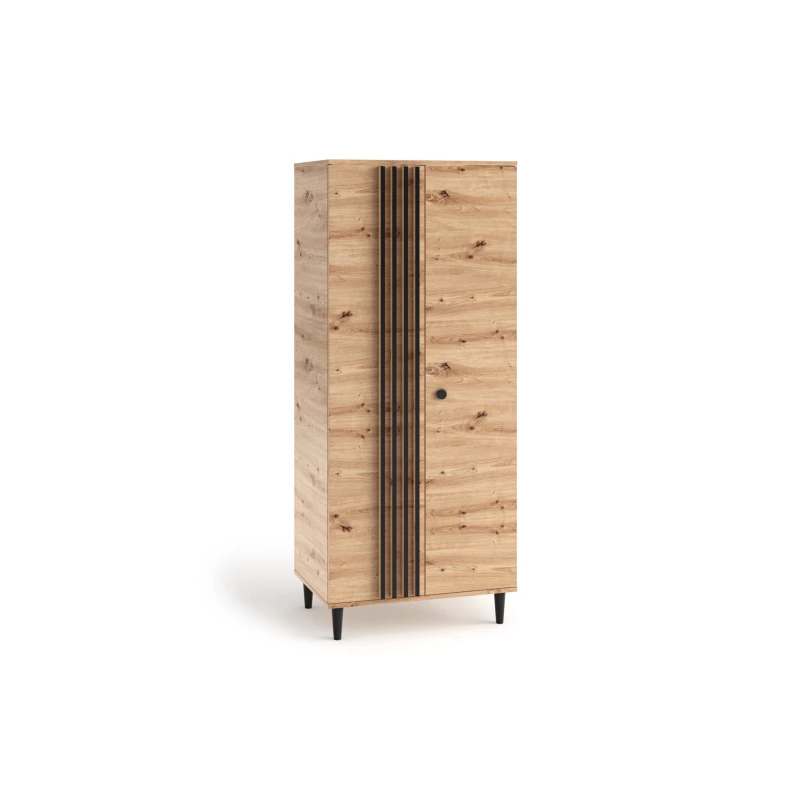 Zweitüriger Kleiderschrank mit Lamellen 80 cm WARDOX – Eiche Artisan