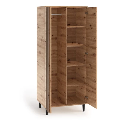 Zweitüriger Kleiderschrank mit Lamellen 80 cm WARDOX – Eiche Artisan