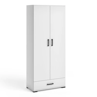 Hoher zweitüriger Kleiderschrank 80 cm KLENRI - weiß