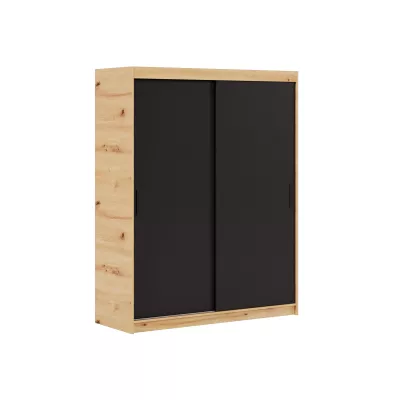 Kleiderschrank mit Schiebetüren 180 cm WARDIO - Eiche handwerklich / schwarz