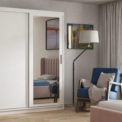 Zweitüriger Kleiderschrank mit Spiegel, 180 cm, SKRONA – weiß