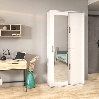 Kleiderschrank mit Spiegel 100 cm AUREVIA - weiß