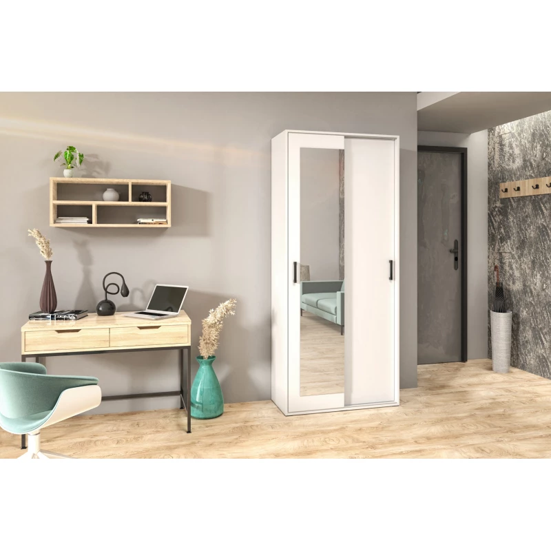 Zweitüriger Kleiderschrank 90 cm AUREVIA - weiß