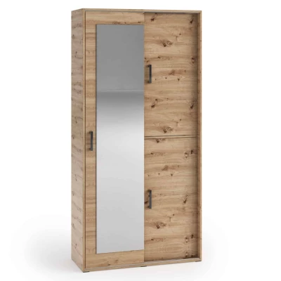 Kleiderschrank mit Spiegel 100 cm AUREVIA - Eichenholz
