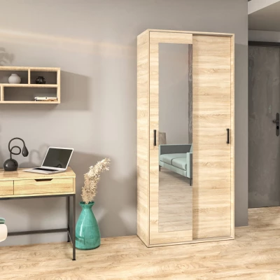Zweitüriger Kleiderschrank 90 cm AUREVIA - Sonoma-Eiche