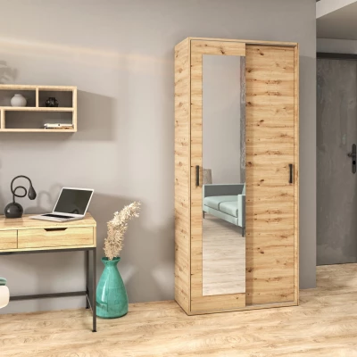 Zweitüriger Kleiderschrank 90 cm AUREVIA – Artisan-Eiche