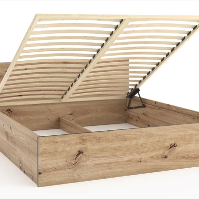 Doppelbett mit Stauraum 160 x 200 NAIRI – Eichenholz