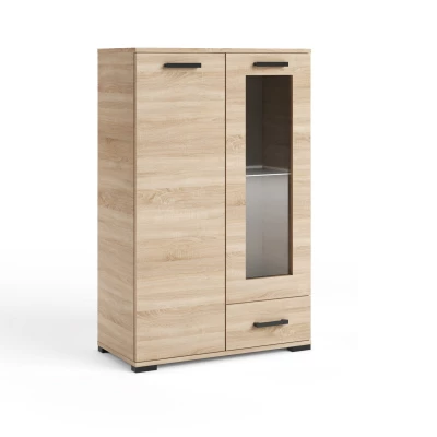 KLENRI Glaskommode mit hoher Schublade – Sonoma-Eiche