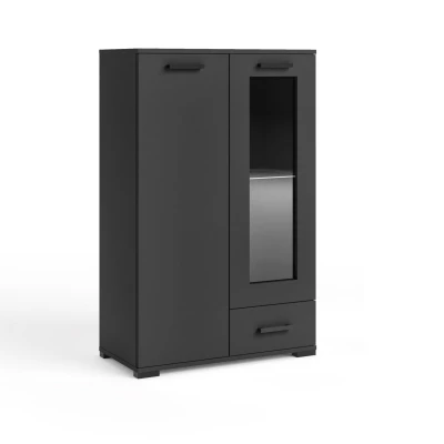 KLENRI Hochkommode aus Glas – schwarz