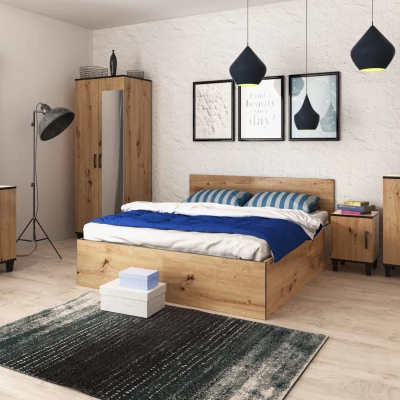 Kleiderschrank mit Spiegel 80 cm NAIRI – Eichenholz