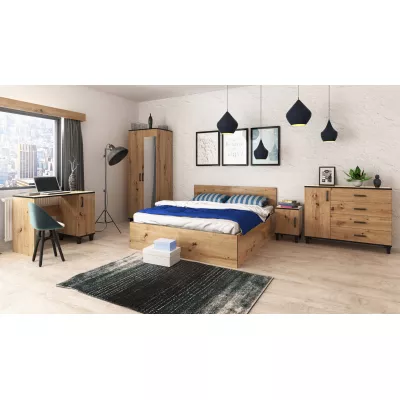Kleiderschrank mit Spiegel 80 cm NAIRI – Eichenholz