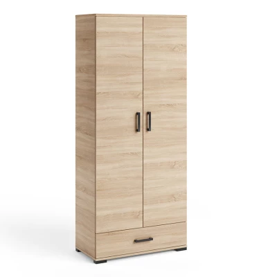 Hoher zweitüriger Kleiderschrank 80 cm KLENRI - Sonoma-Eiche