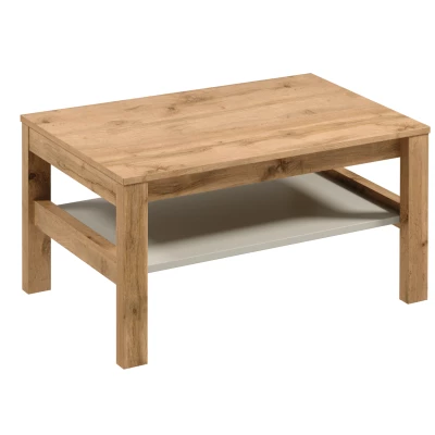 Couchtisch mit Ablage NORDIKO - Wotan-Eiche / Beige