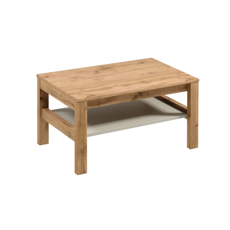Couchtisch mit Ablage NORDIKO - Wotan-Eiche / Beige