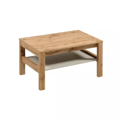 Couchtisch mit Ablage NORDIKO - Wotan-Eiche / Beige