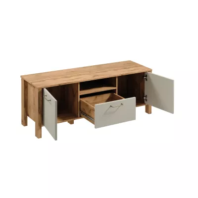 TV-Ständer NORDIKO – Eiche Wotan / Beige