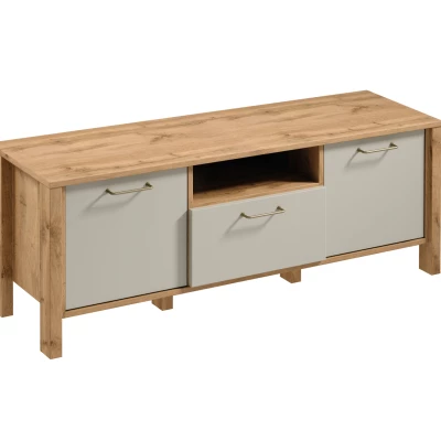 TV-Ständer NORDIKO – Eiche Wotan / Beige