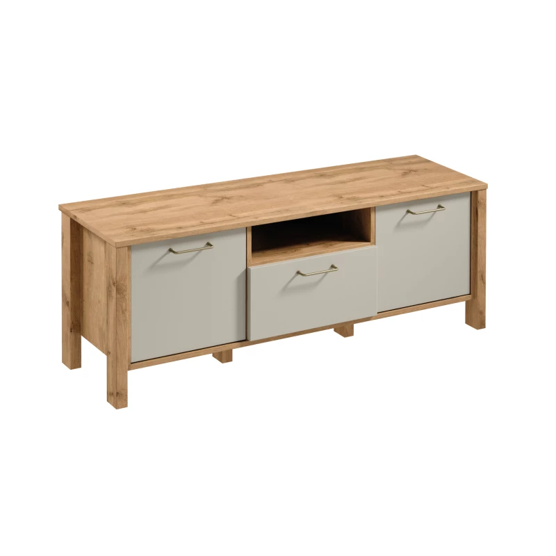 TV-Ständer NORDIKO – Eiche Wotan / Beige