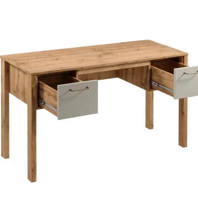 NORDIKO Schreibtisch - Wotan-Eiche / Beige