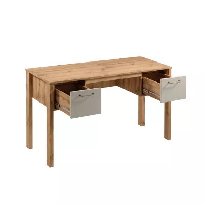 NORDIKO Schreibtisch - Wotan-Eiche / Beige