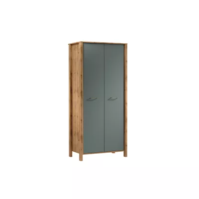 Kleiderschrank 90 cm NORDIKO - Wotan Eiche / Grün