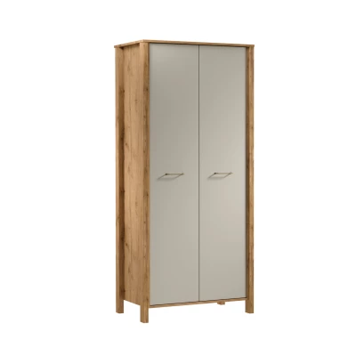 Kleiderschrank 90 cm NORDIKO - Wotan Eiche / Beige