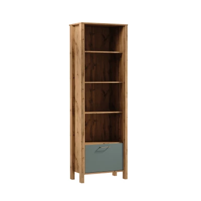 NORDIKO Regal mit Schrank - Wotan Eiche / Grün