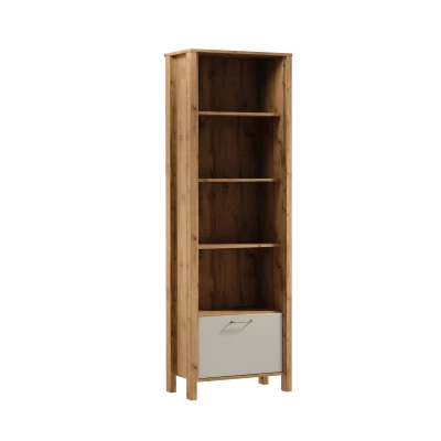 NORDIKO Regal mit Schrank - Wotan Eiche / Beige
