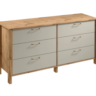 Breite Kommode NORDIKO - Wotan Eiche / Beige