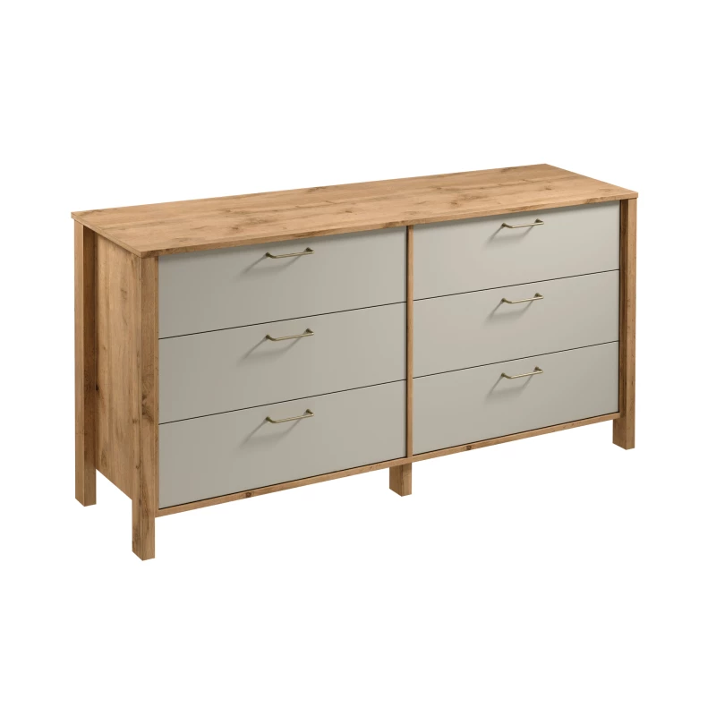 Breite Kommode NORDIKO - Wotan Eiche / Beige