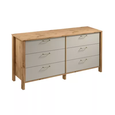 Breite Kommode NORDIKO - Wotan Eiche / Beige