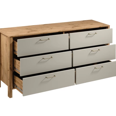 Breite Kommode NORDIKO - Wotan Eiche / Beige