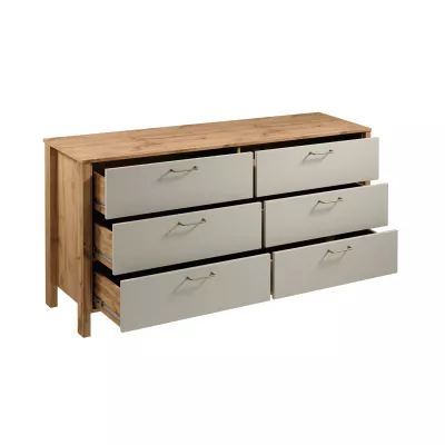 Breite Kommode NORDIKO - Wotan Eiche / Beige