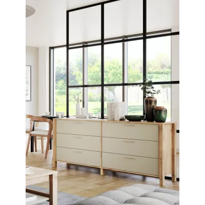 Breite Kommode NORDIKO - Wotan Eiche / Beige