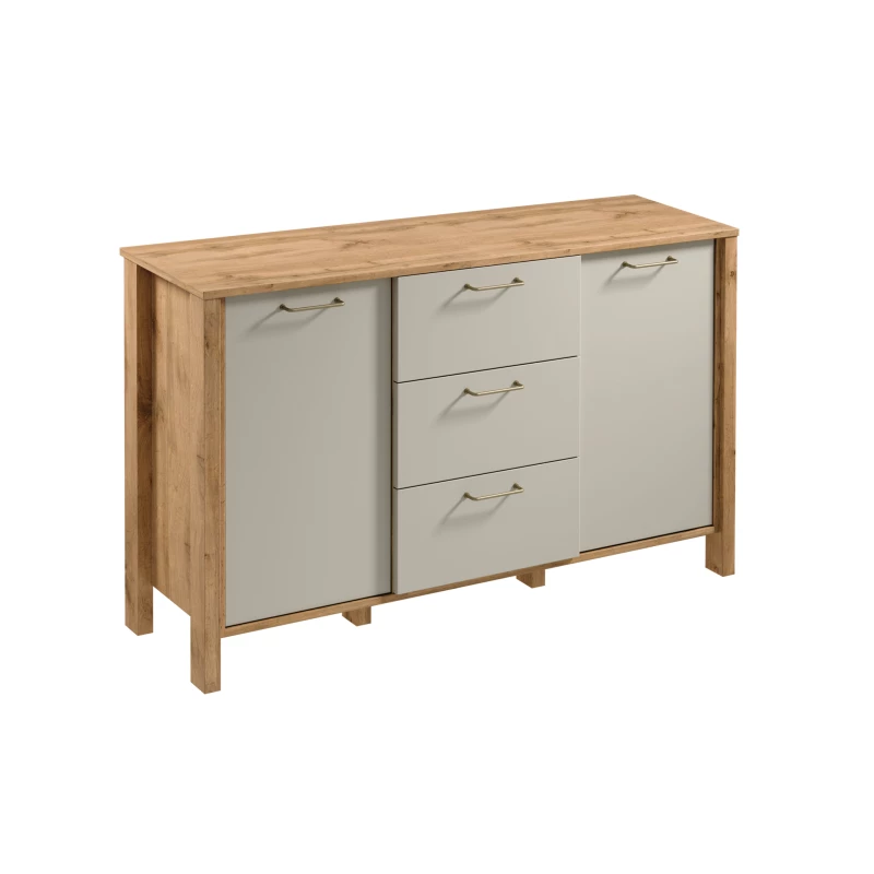 Kombinierte Kommode NORDIKO - Eiche Wotan / Beige